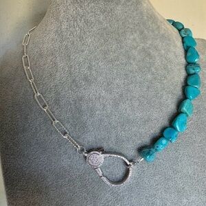 Sundance Turquoise Diamond Clasp Sterling Silver Chain Choker Necklace NEW